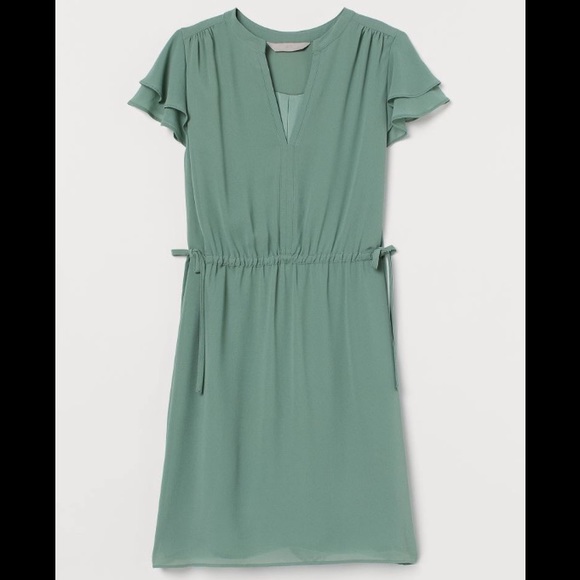 V-neck Green Dress - Picture 1 of 2